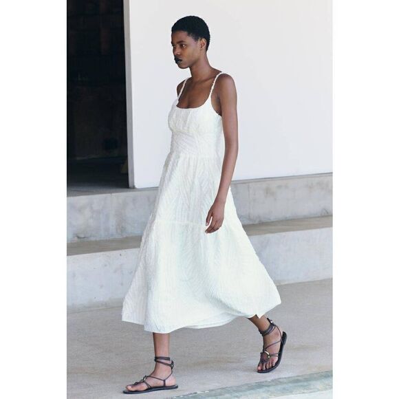 ZARA FRAYED JACQUARD DRESS ZW COLLECTION - Picture 6 of 9